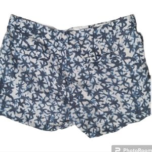 J. Crew LINEN Star Print Shorts Blue & Tan Size 8 Short Length